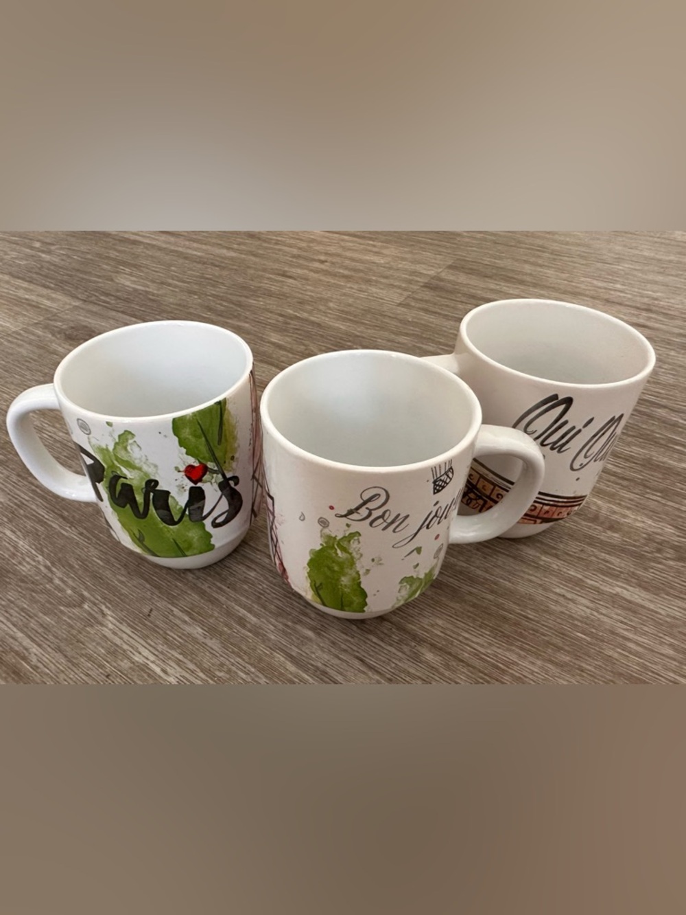 Set 3/Boston warehouse large coffee mug Paris theme.